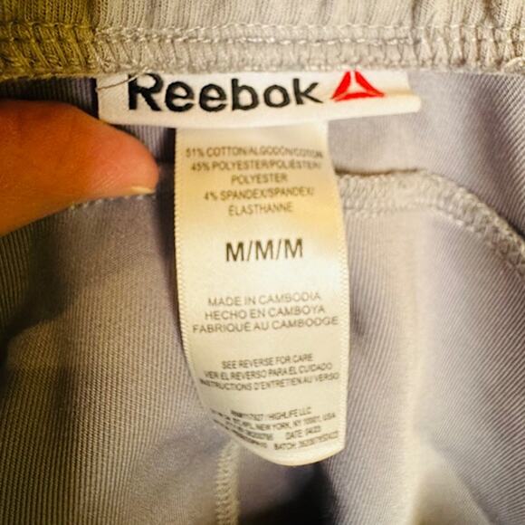 REEBOK Identity Delta Logo Fleece Cargo Pants sz M Medium Gray Side Pockets - Picture 3 of 10